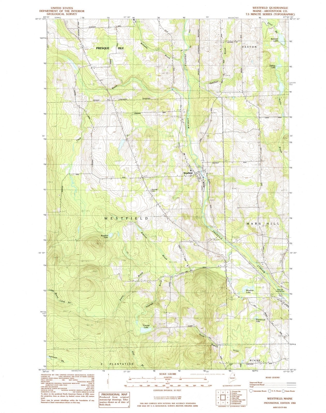 1984 Westfield, ME - Maine - USGS Topographic Map