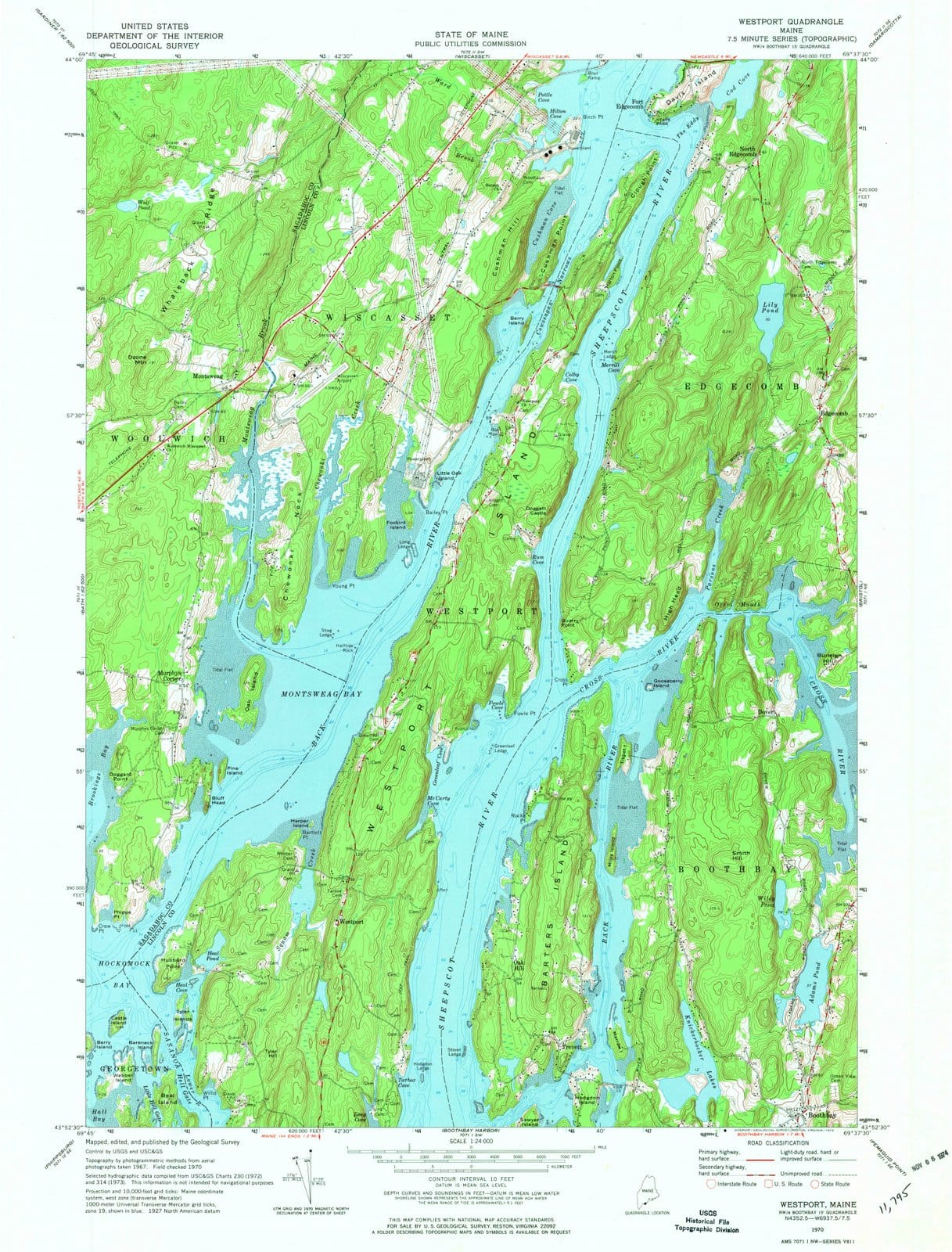 1970 Westport, ME - Maine - USGS Topographic Map