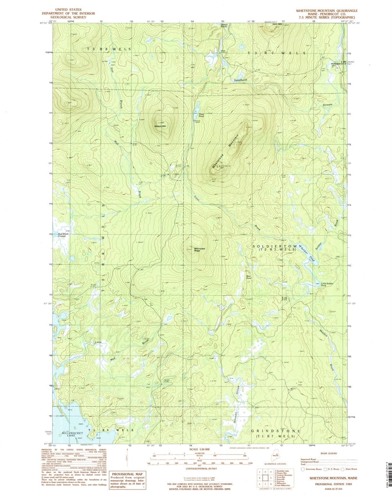 1989 Whetstone Mountain, ME - Maine - USGS Topographic Map