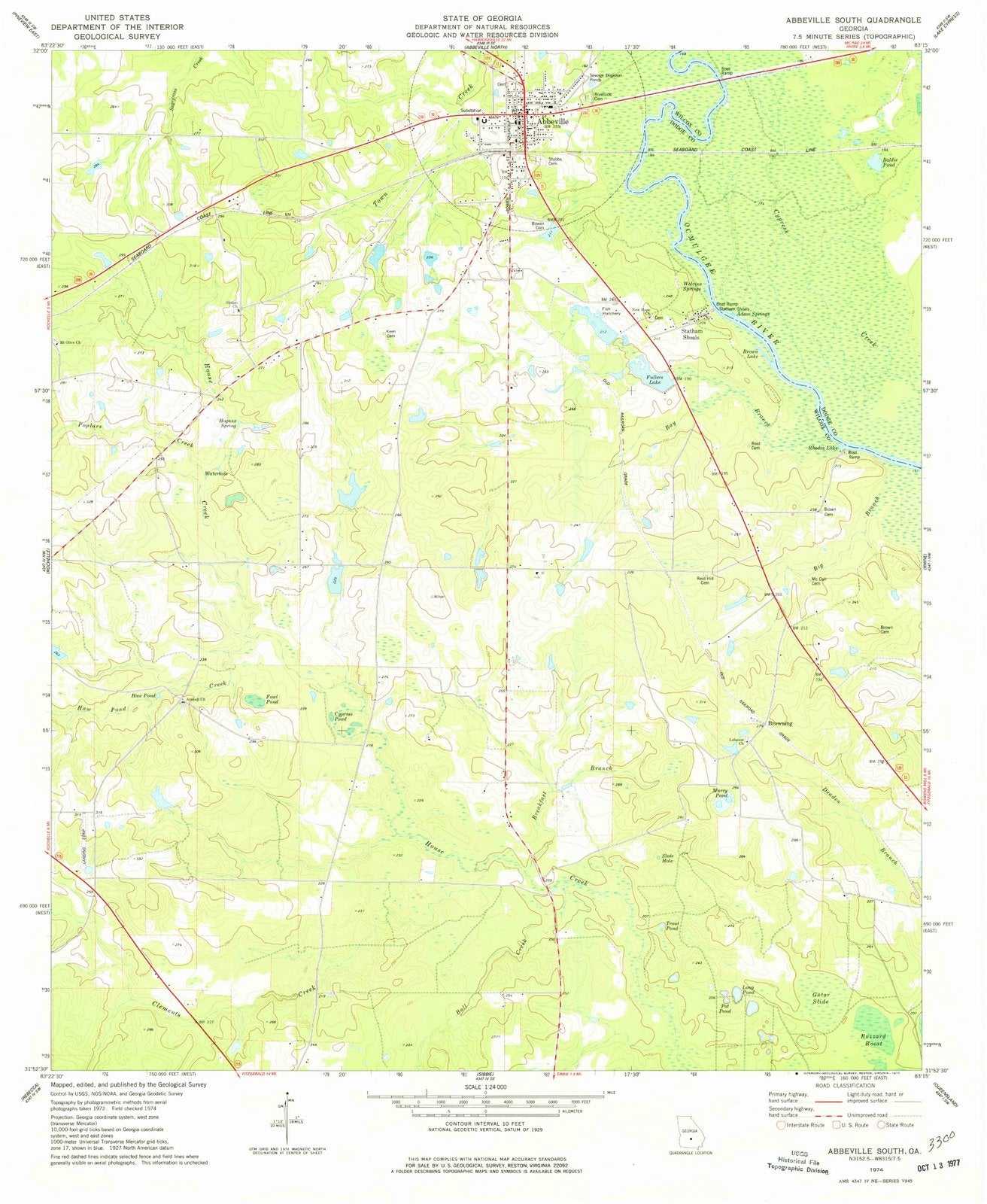 1974 Abbeville South, GA - Georgia - USGS Topographic Map