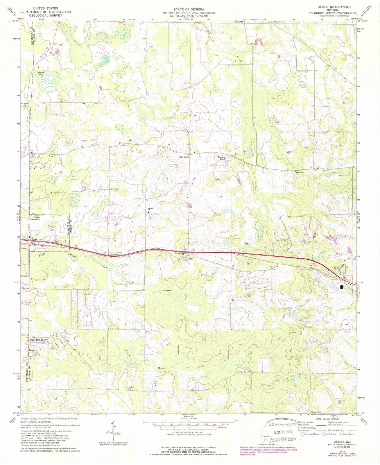 1973 Acree, GA - Georgia - USGS Topographic Map