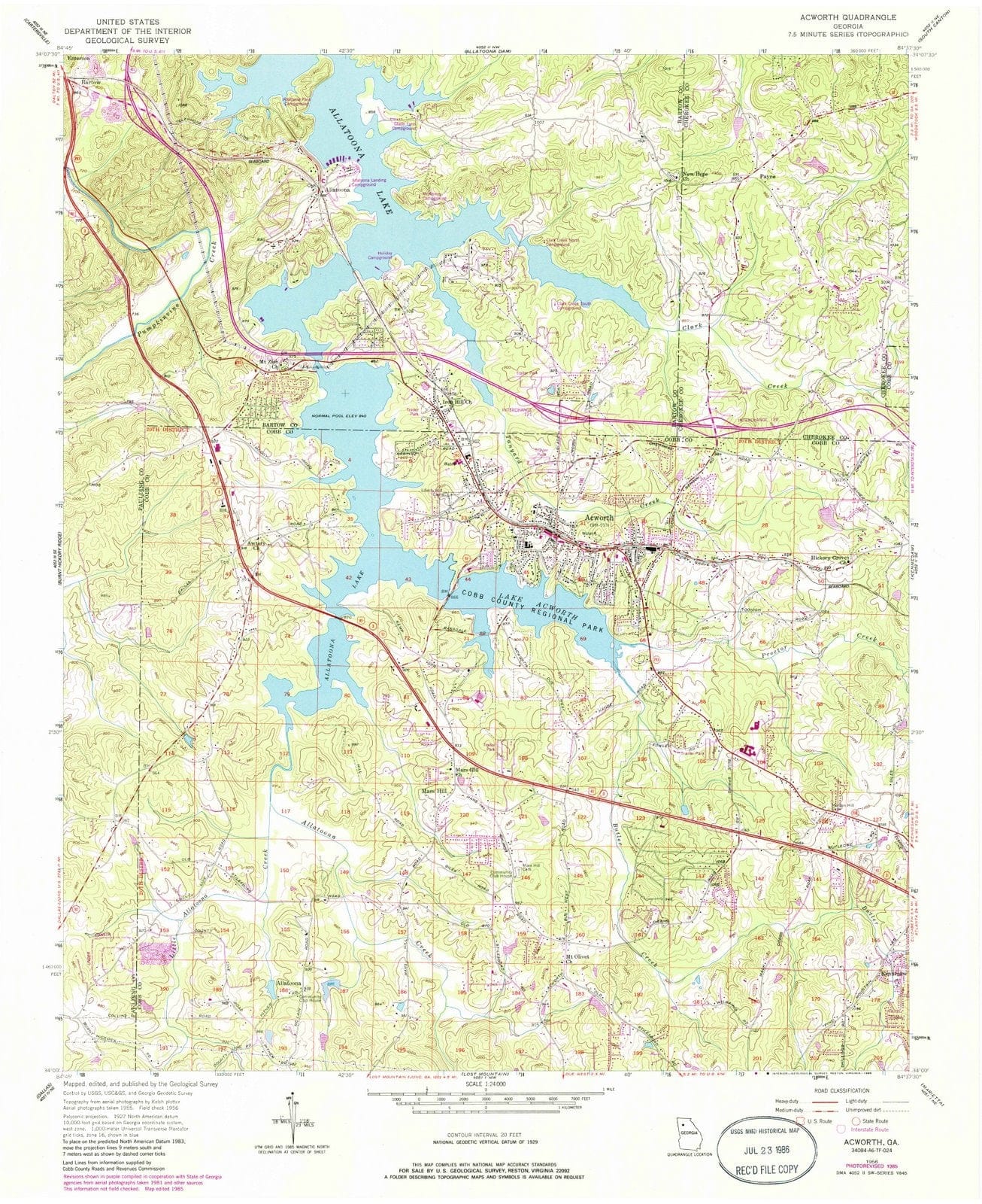 1956 Acworth, GA - Georgia - USGS Topographic Map
