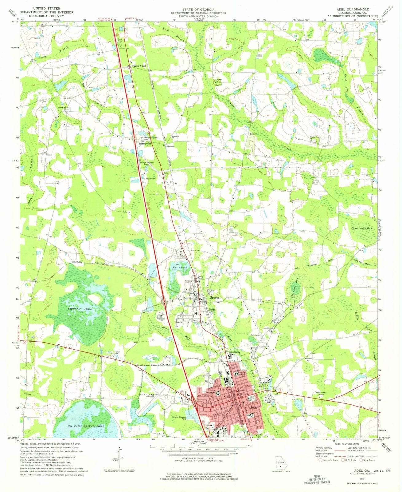 1973 Adel, GA - Georgia - USGS Topographic Map