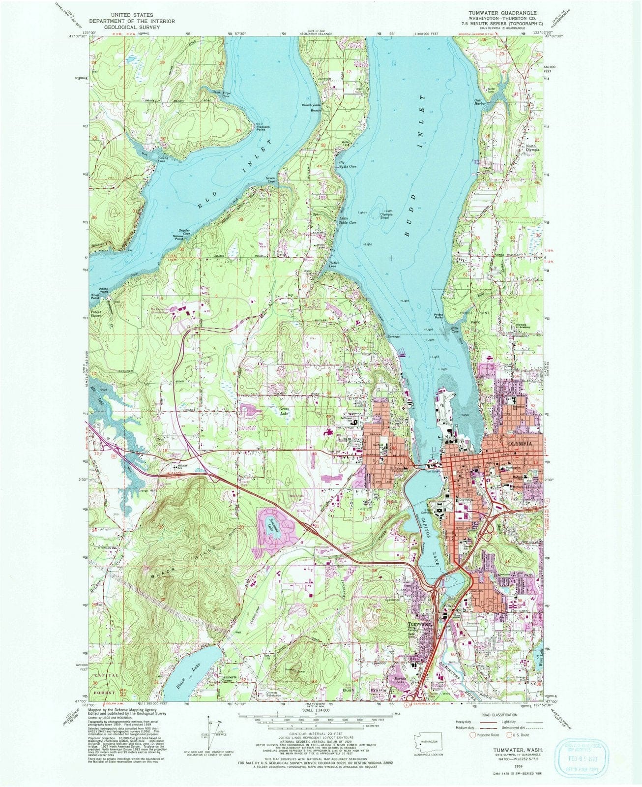 1959 Tumwater, WA - Washington - USGS Topographic Map