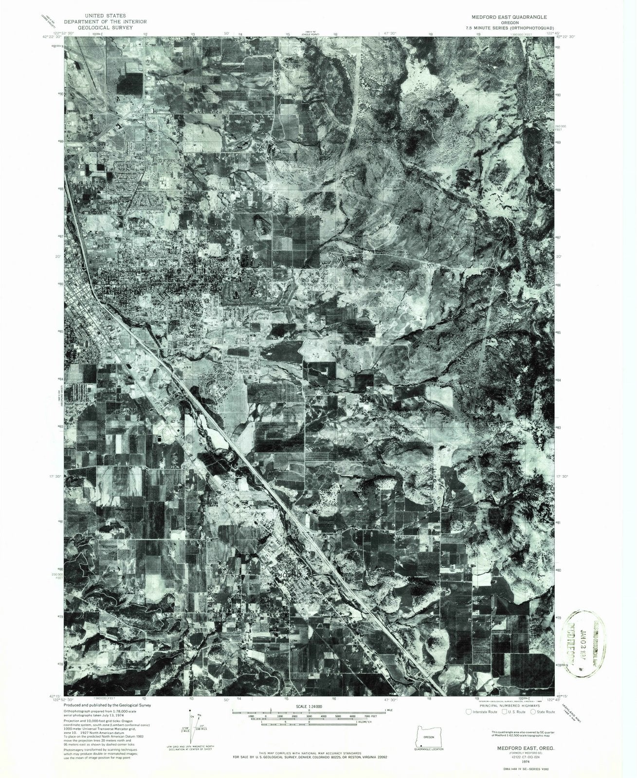 1974 Medford East, OR - Oregon - USGS Topographic Map