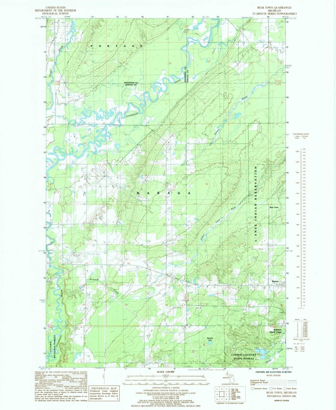 1985 Bear Town, MI - Michigan - USGS Topographic Map