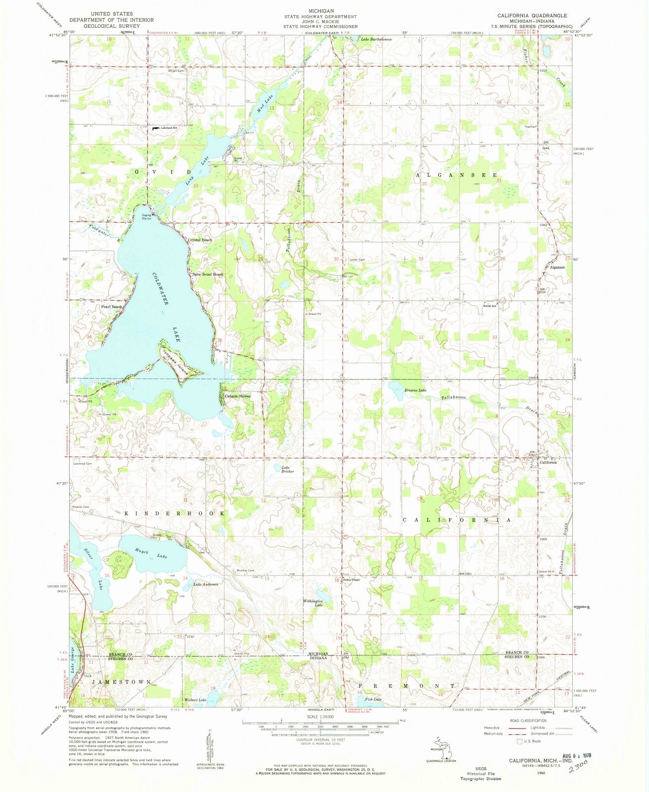 1960 California, MI - Michigan - USGS Topographic Map