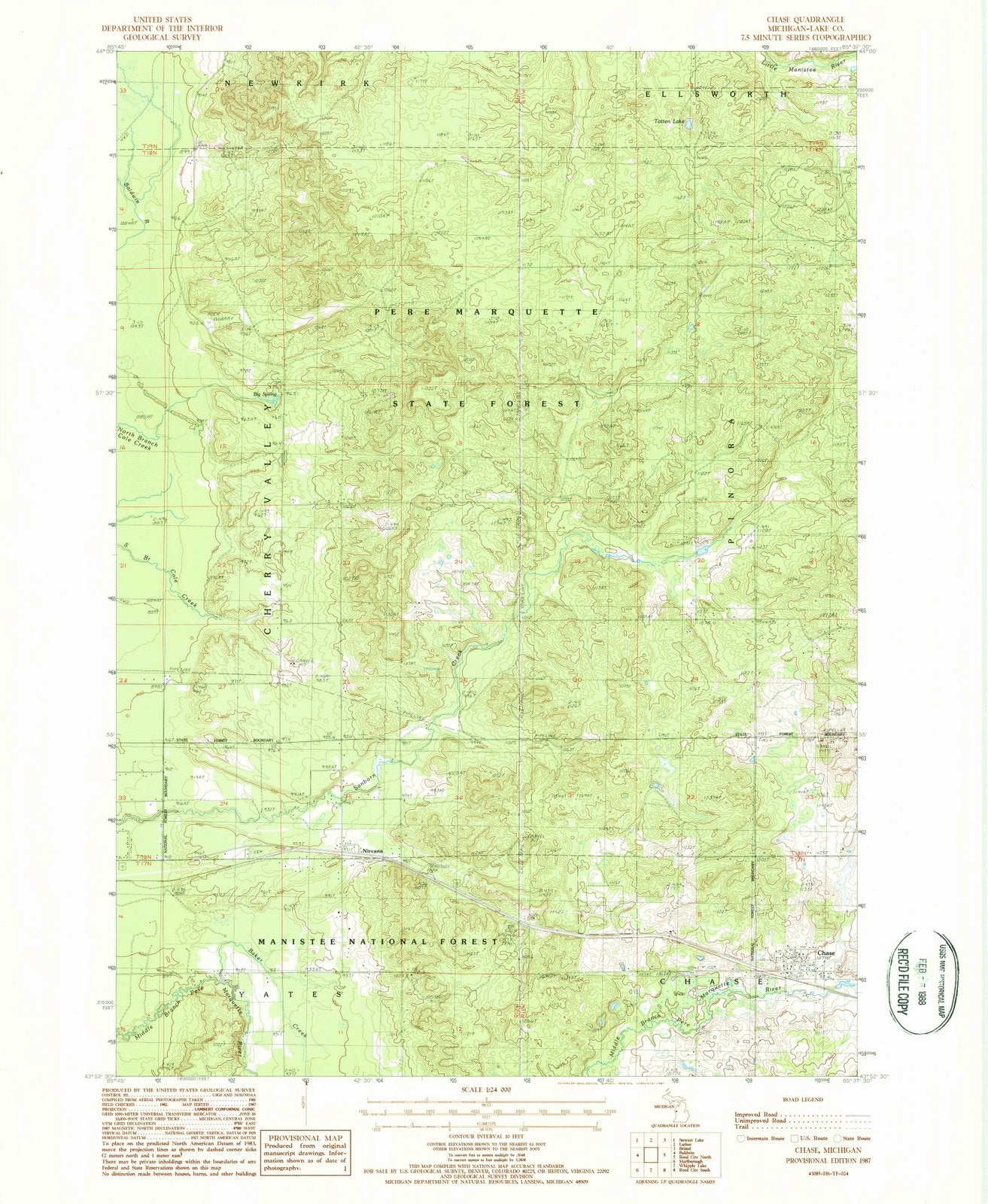 1987 Chase, MI - Michigan - USGS Topographic Map