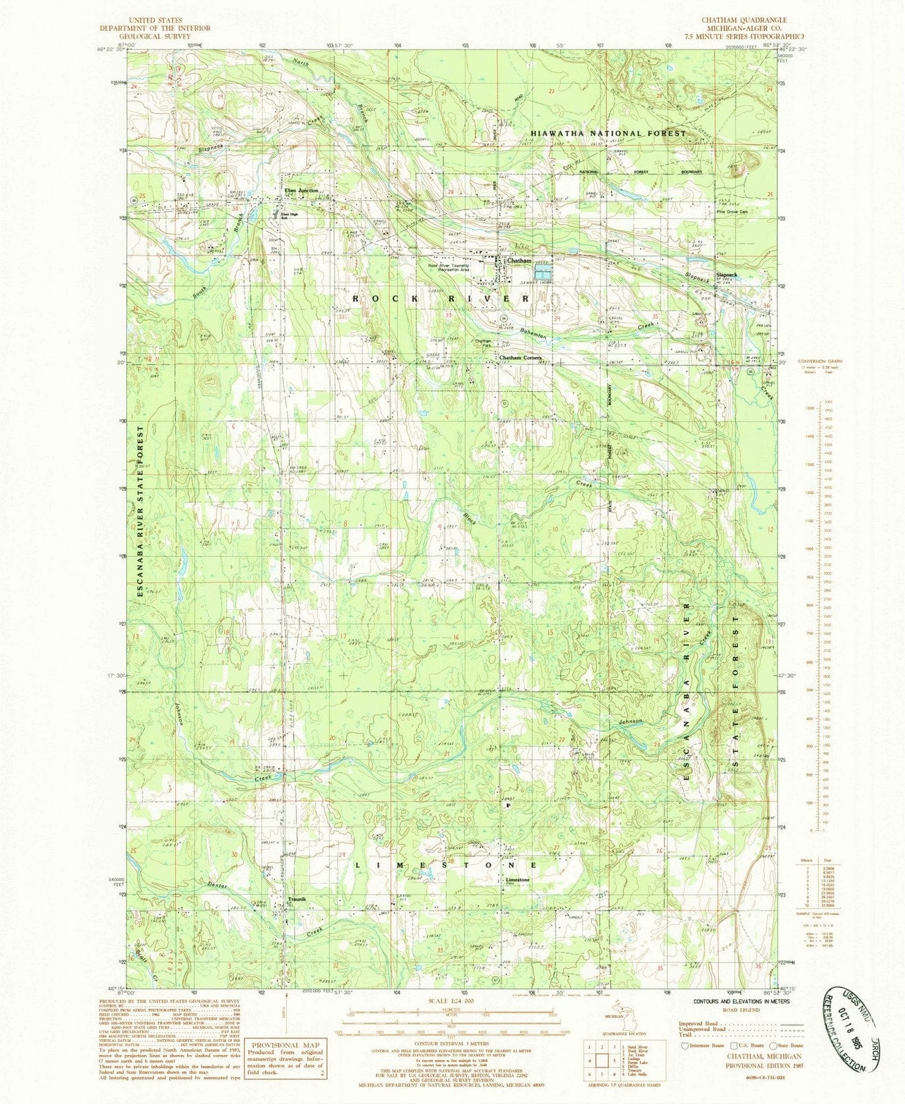 1985 Chatham, MI - Michigan - USGS Topographic Map
