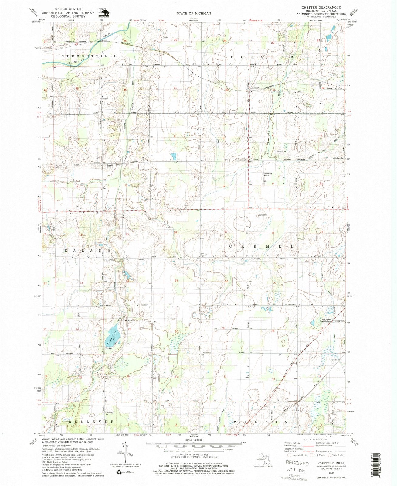 1980 Chester, MI - Michigan - USGS Topographic Map