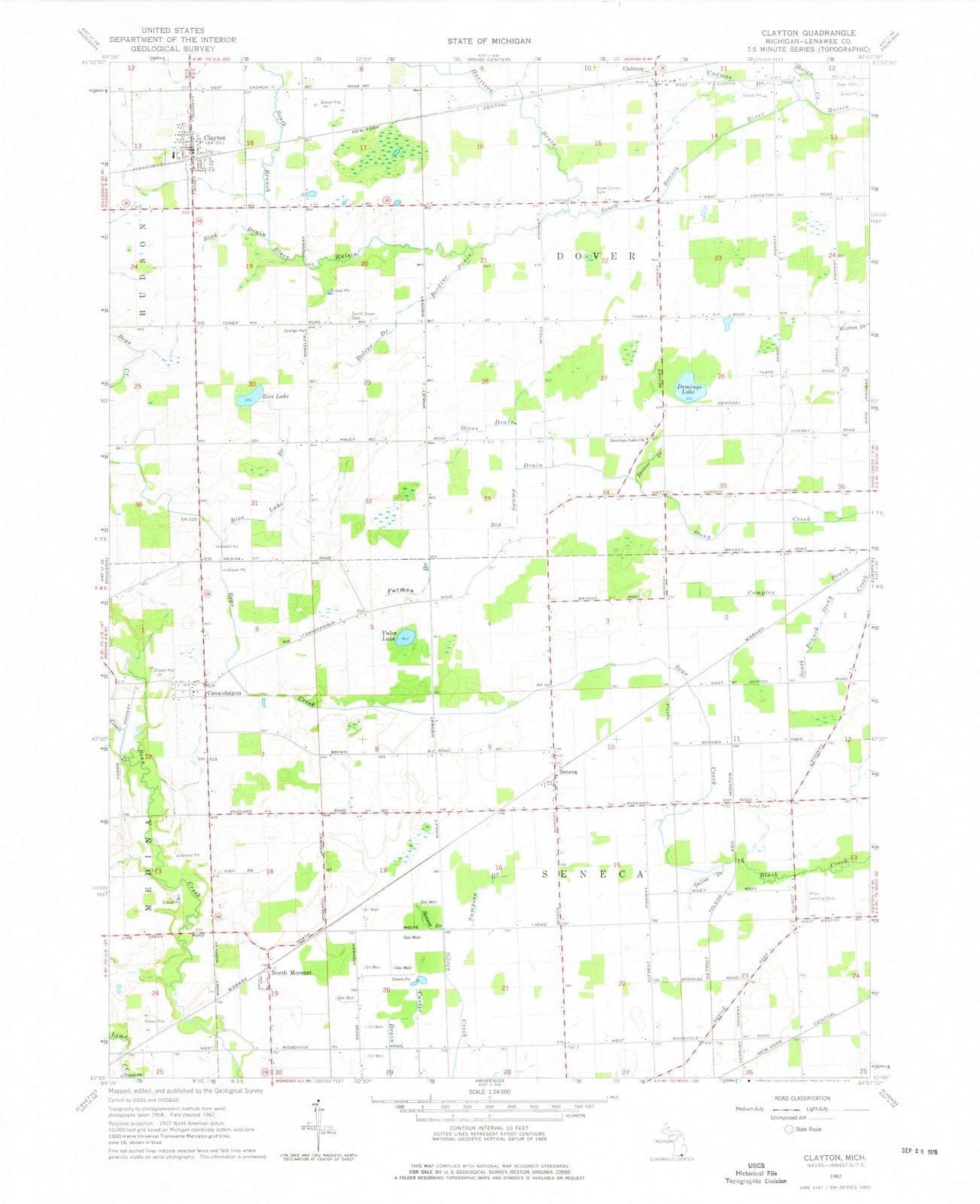 1962 Clayton, MI - Michigan - USGS Topographic Map