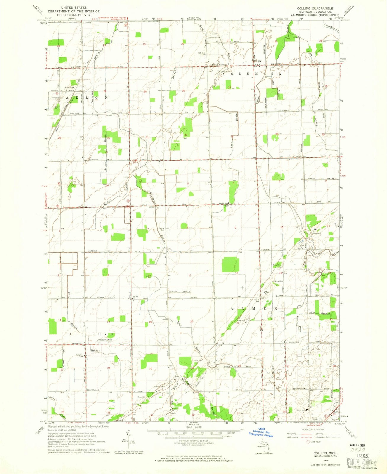 1963 Colling, MI - Michigan - USGS Topographic Map