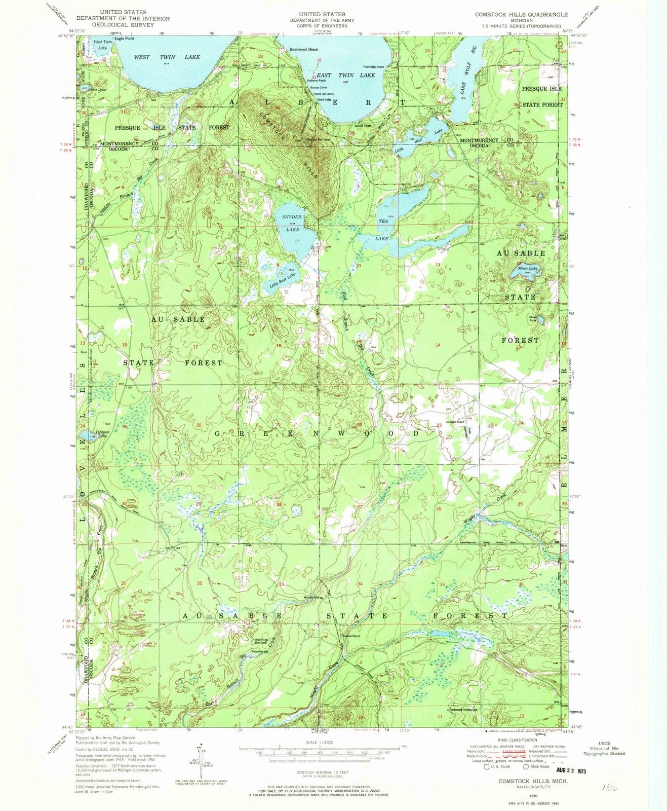 1950 Comstock Hills, MI - Michigan - USGS Topographic Map