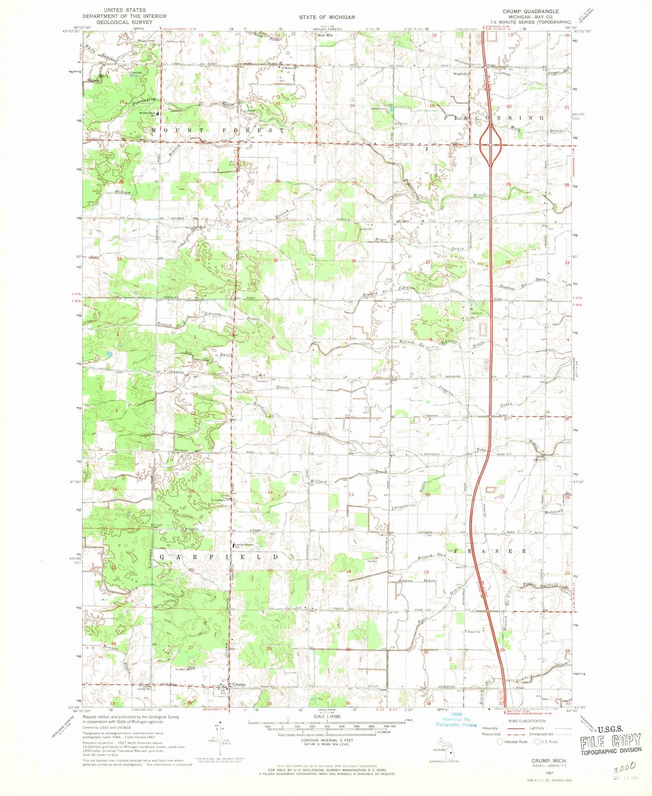 1967 Crump, MI - Michigan - USGS Topographic Map