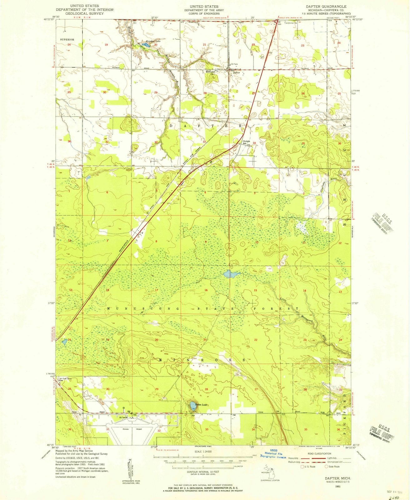 1951 Dafter, MI - Michigan - USGS Topographic Map