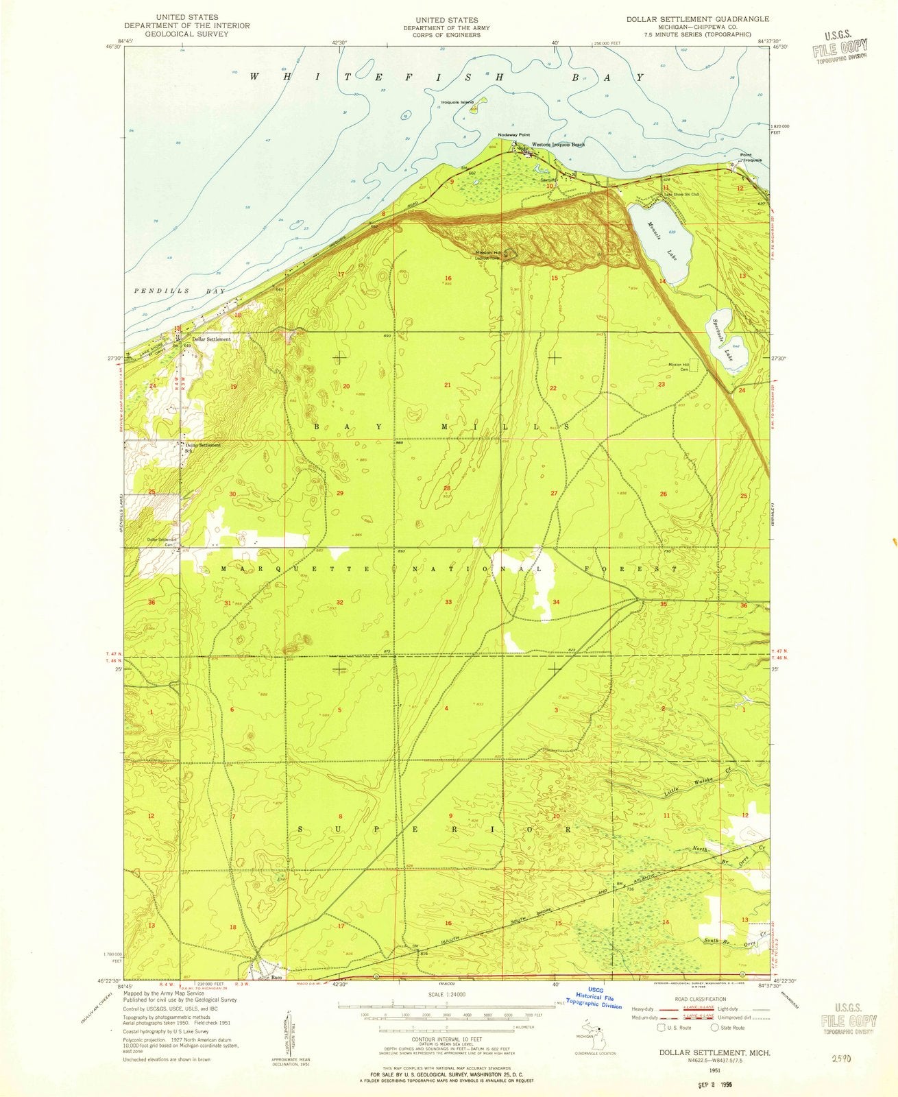 1951 Dollarttlement, MI - Michigan - USGS Topographic Map