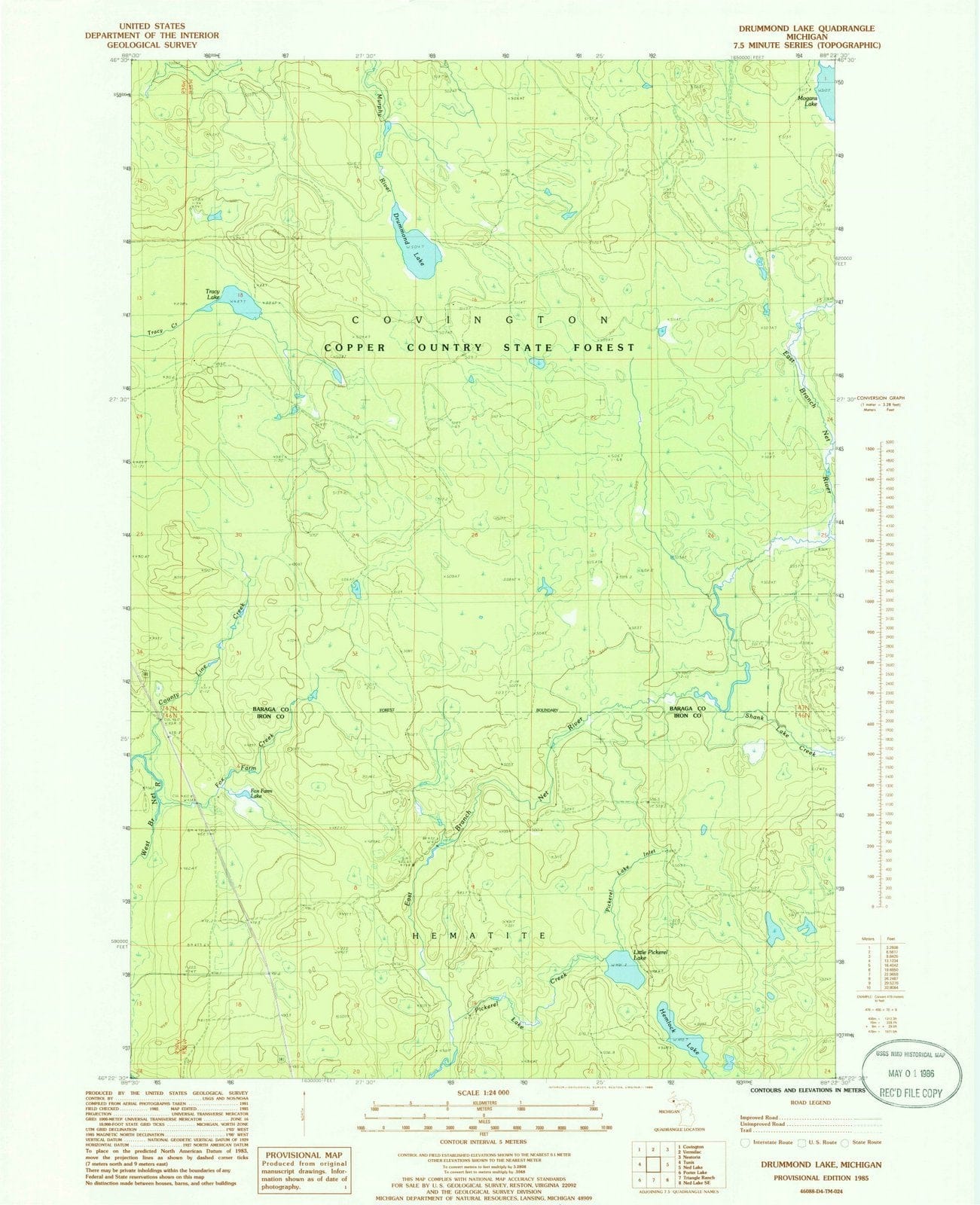 1985 Drummond Lake, MI - Michigan - USGS Topographic Map