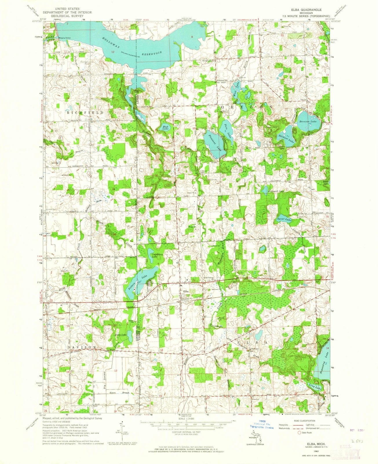 1963 Elba, MI - Michigan - USGS Topographic Map
