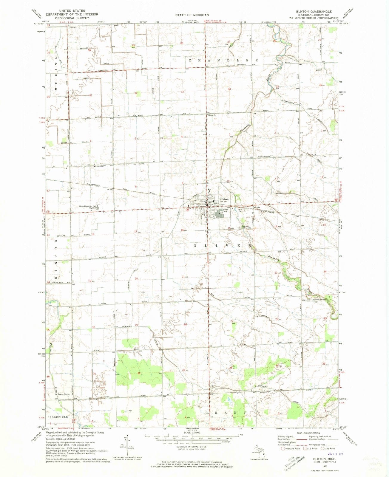 1970 Elkton, MI - Michigan - USGS Topographic Map