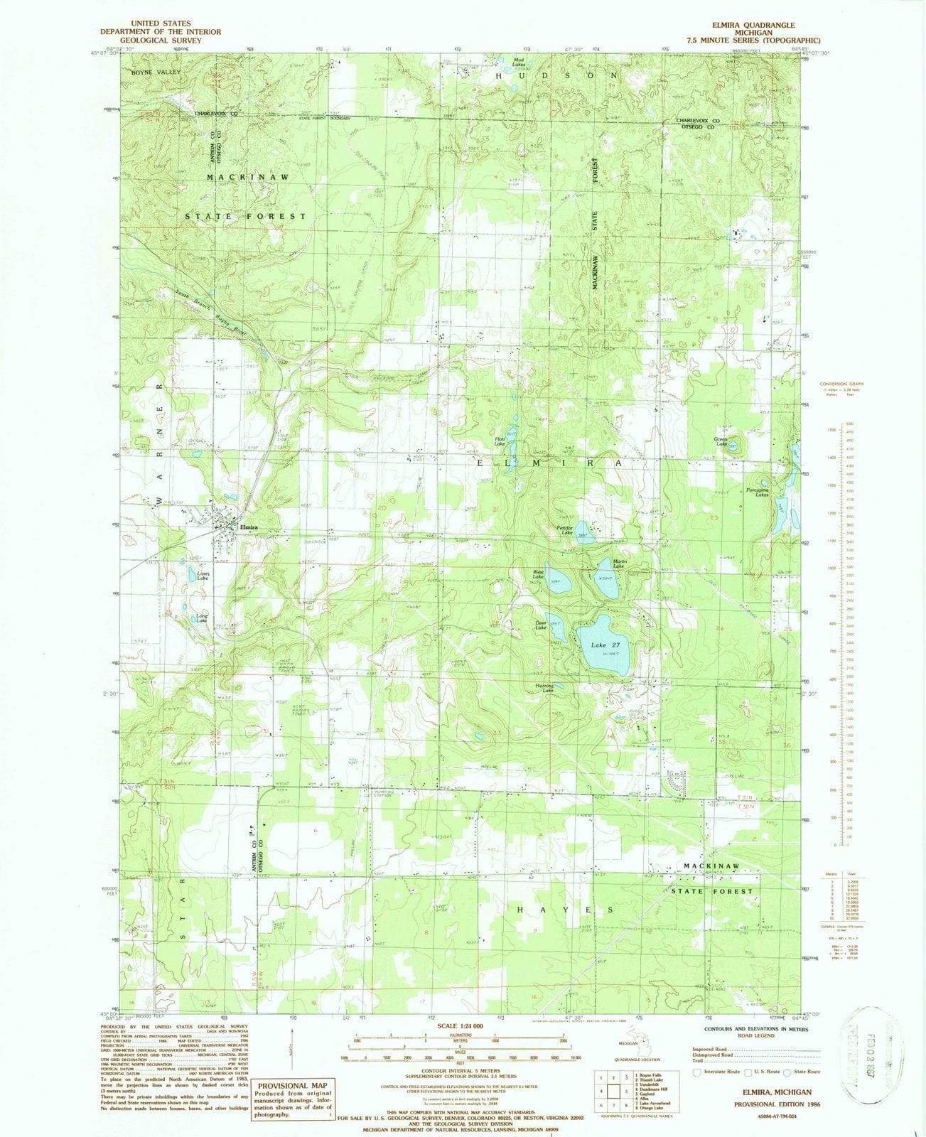 1986 Elmira, MI - Michigan - USGS Topographic Map
