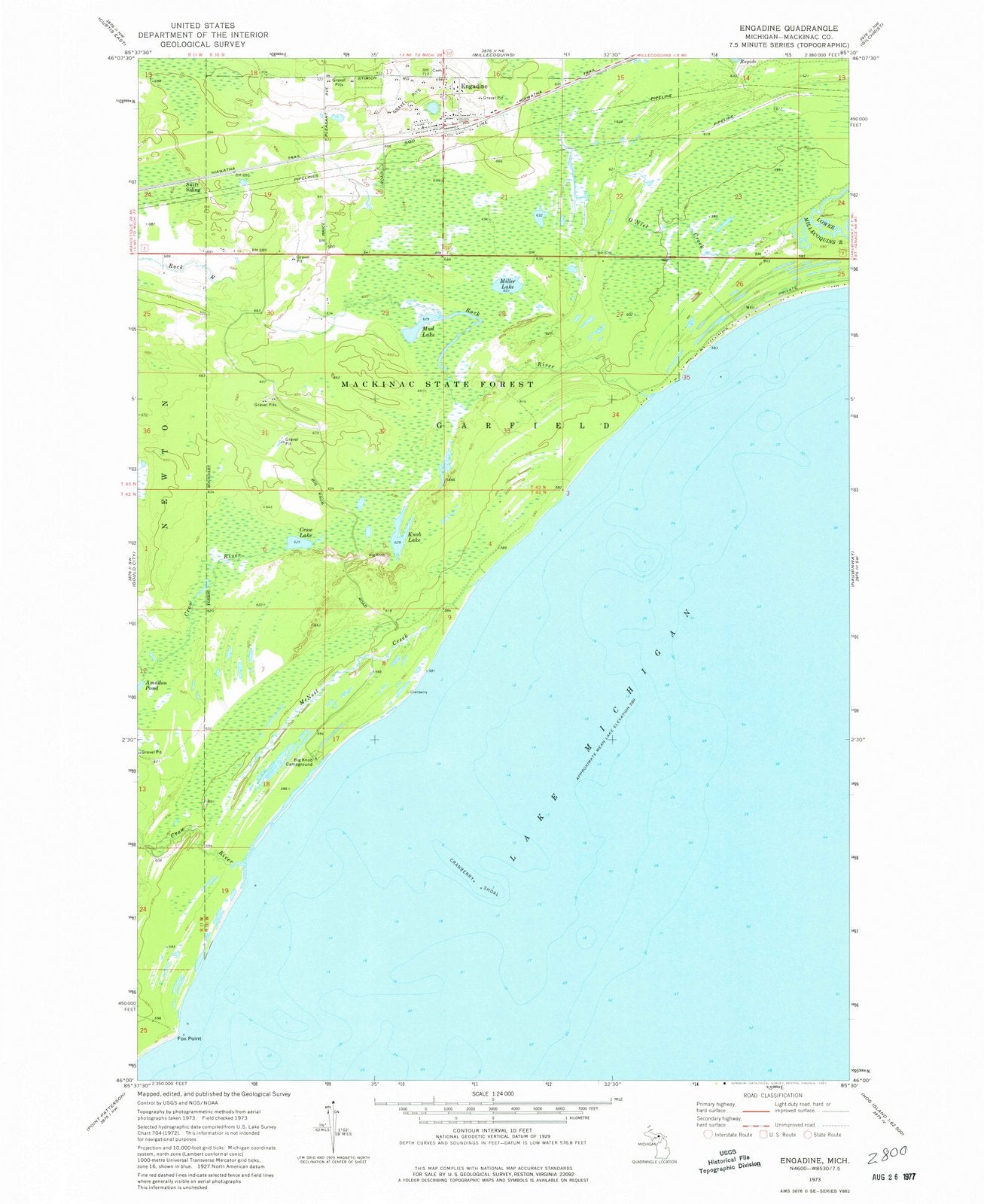 1973 Engadine, MI - Michigan - USGS Topographic Map