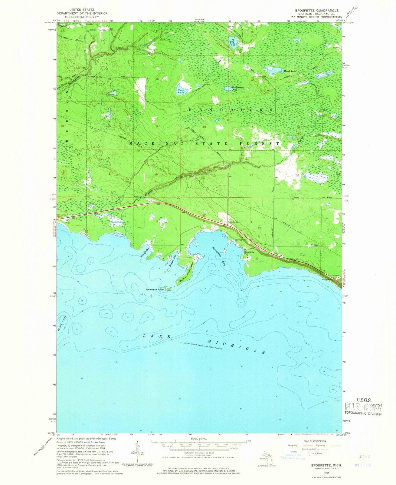 1964 Epoufette, MI - Michigan - USGS Topographic Map