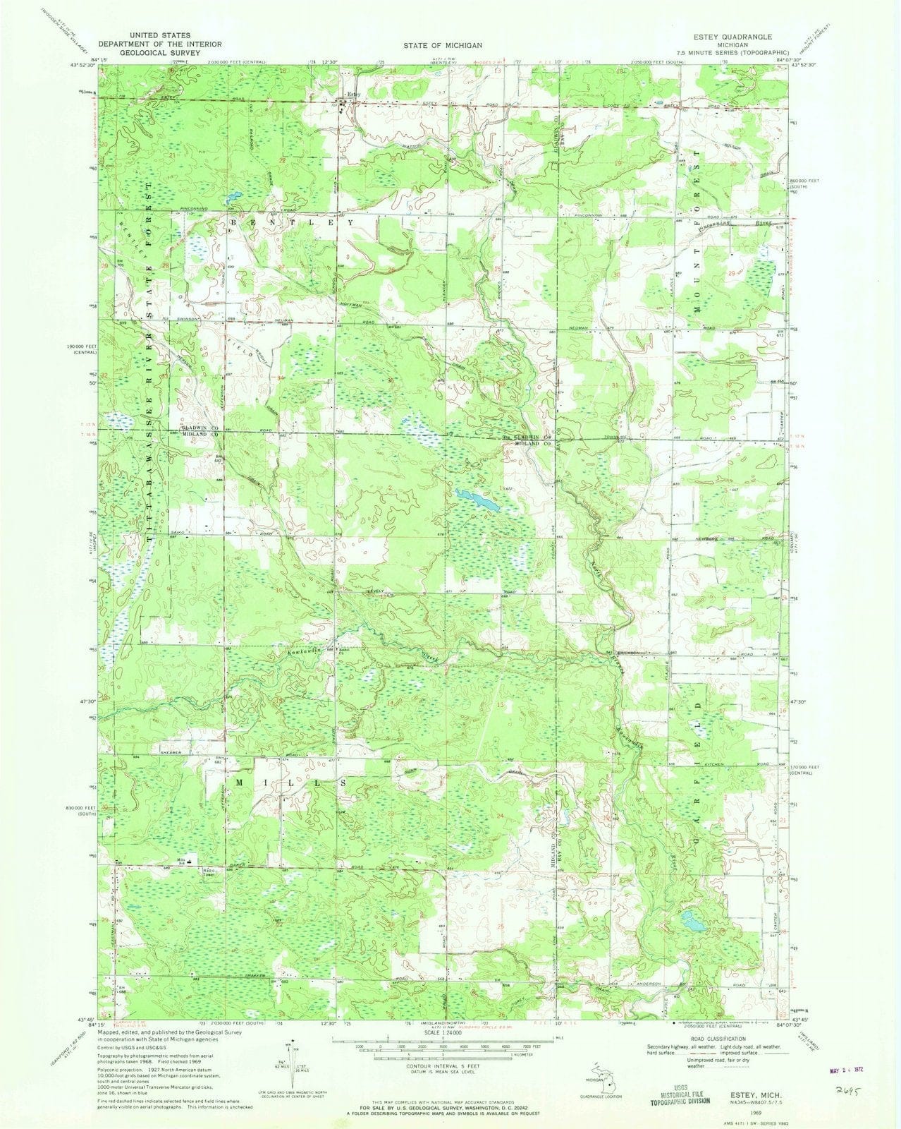 1969 Estey, MI - Michigan - USGS Topographic Map