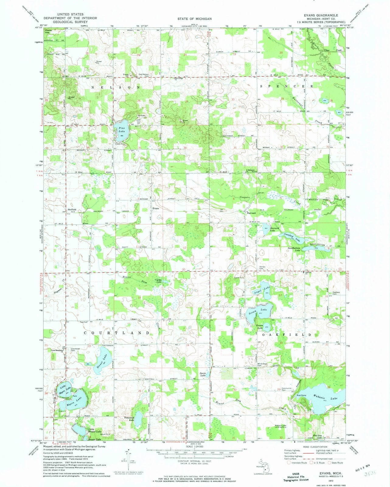 1972 Evans, MI - Michigan - USGS Topographic Map