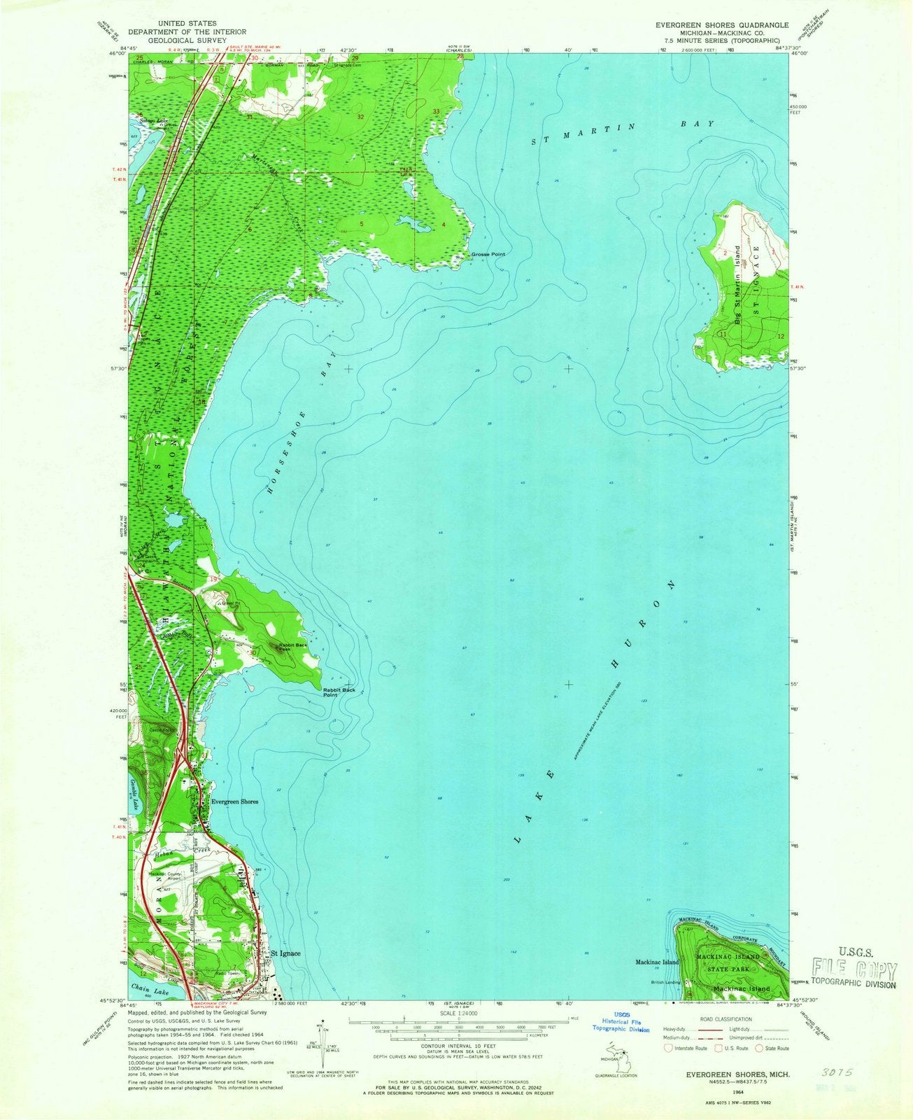 1964 Evergreen Shores, MI - Michigan - USGS Topographic Map