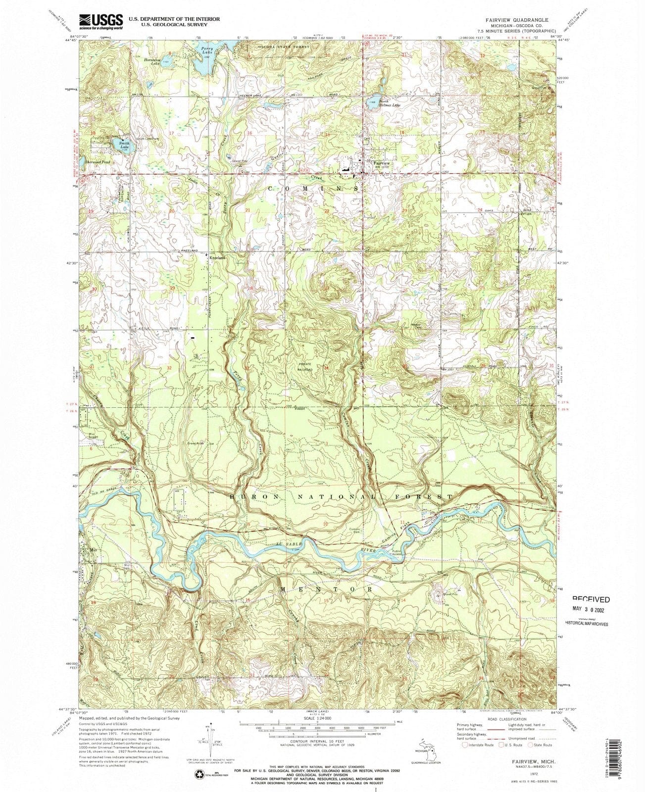 1972 Fairview, MI - Michigan - USGS Topographic Map