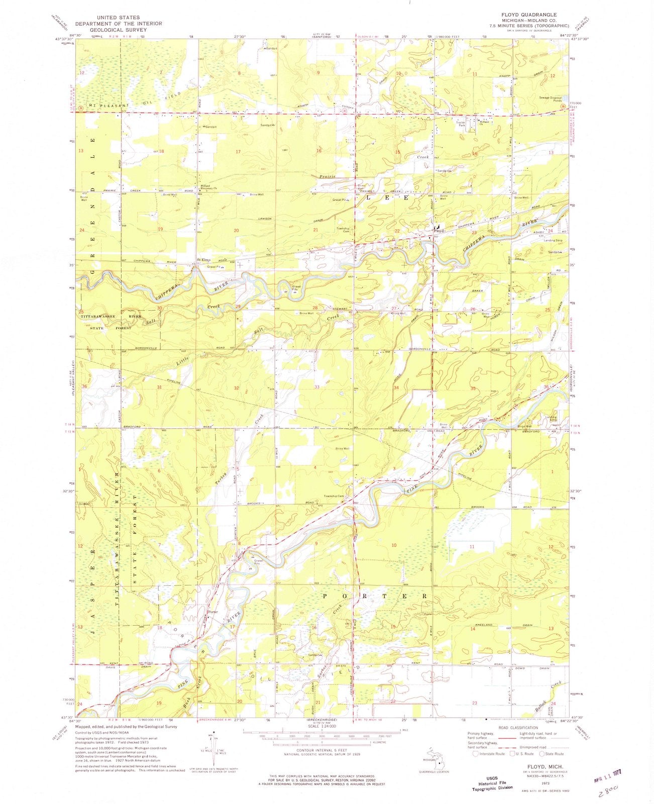 1973 Floyd, MI - Michigan - USGS Topographic Map