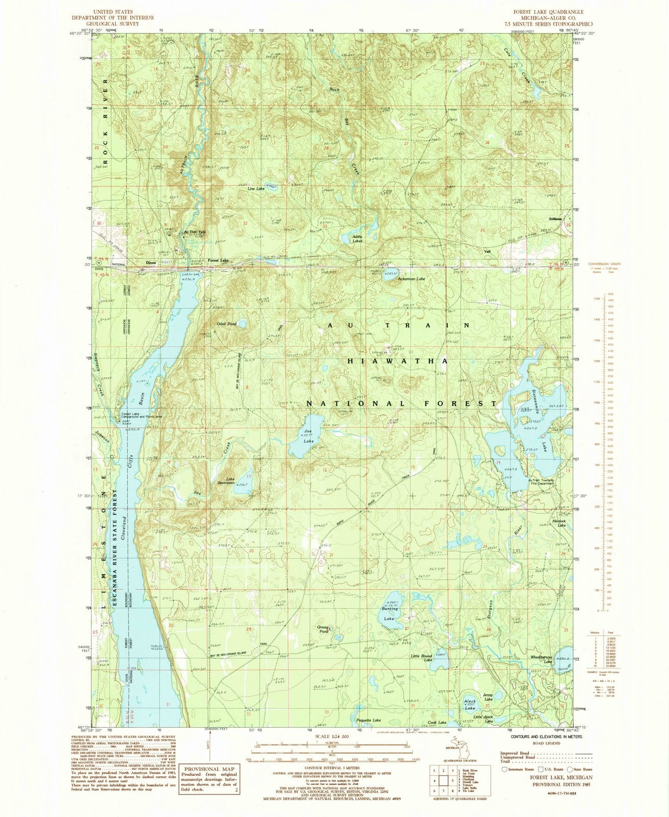 1985 Forest Lake, MI - Michigan - USGS Topographic Map