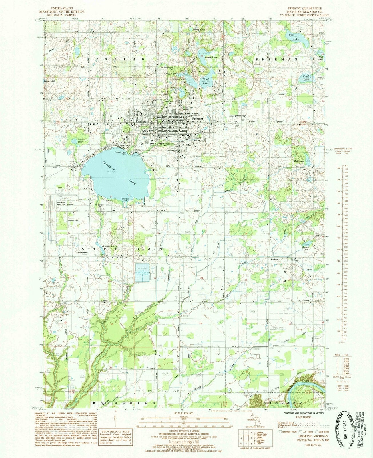1985 Fremont, MI - Michigan - USGS Topographic Map