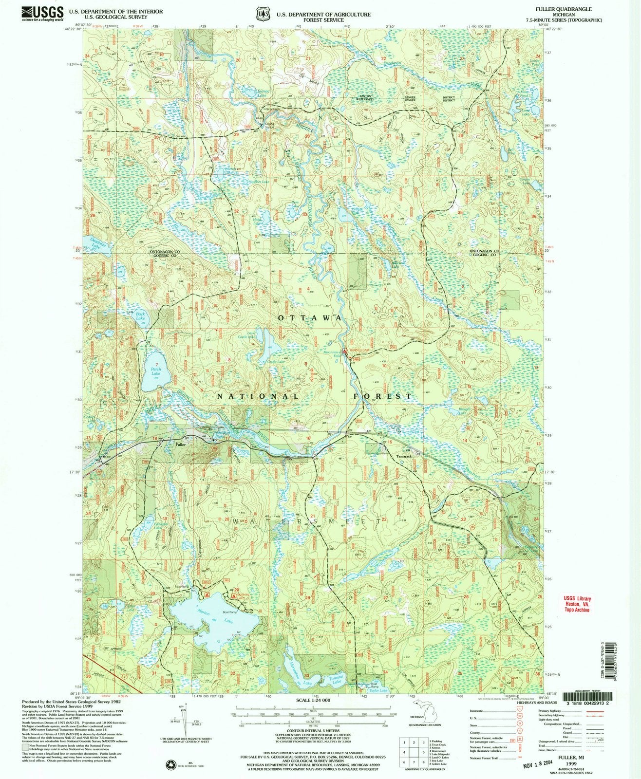 1999 Fuller, MI - Michigan - USGS Topographic Map