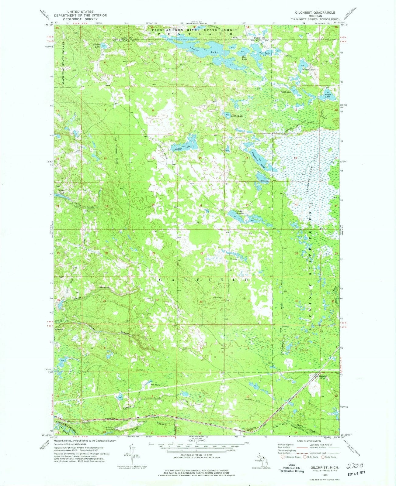 1973 Gilchrist, MI - Michigan - USGS Topographic Map