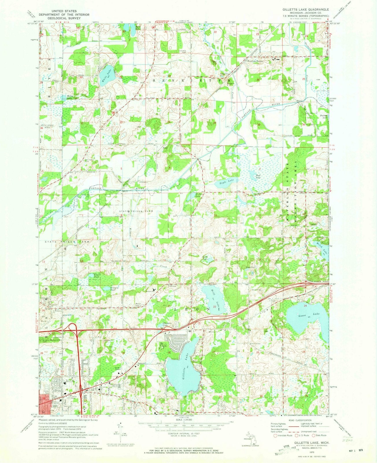 1970 Gilletts Lake, MI - Michigan - USGS Topographic Map
