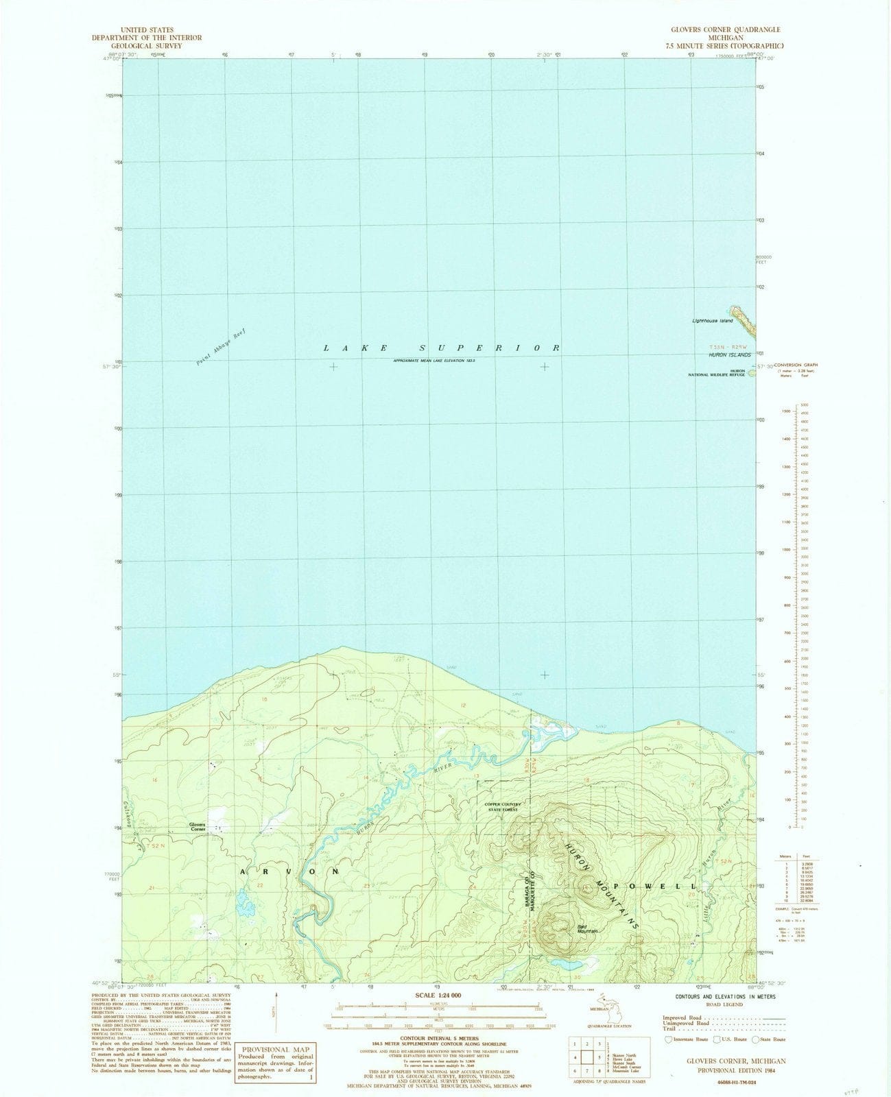 1984 Glovers Corner, MI - Michigan - USGS Topographic Map