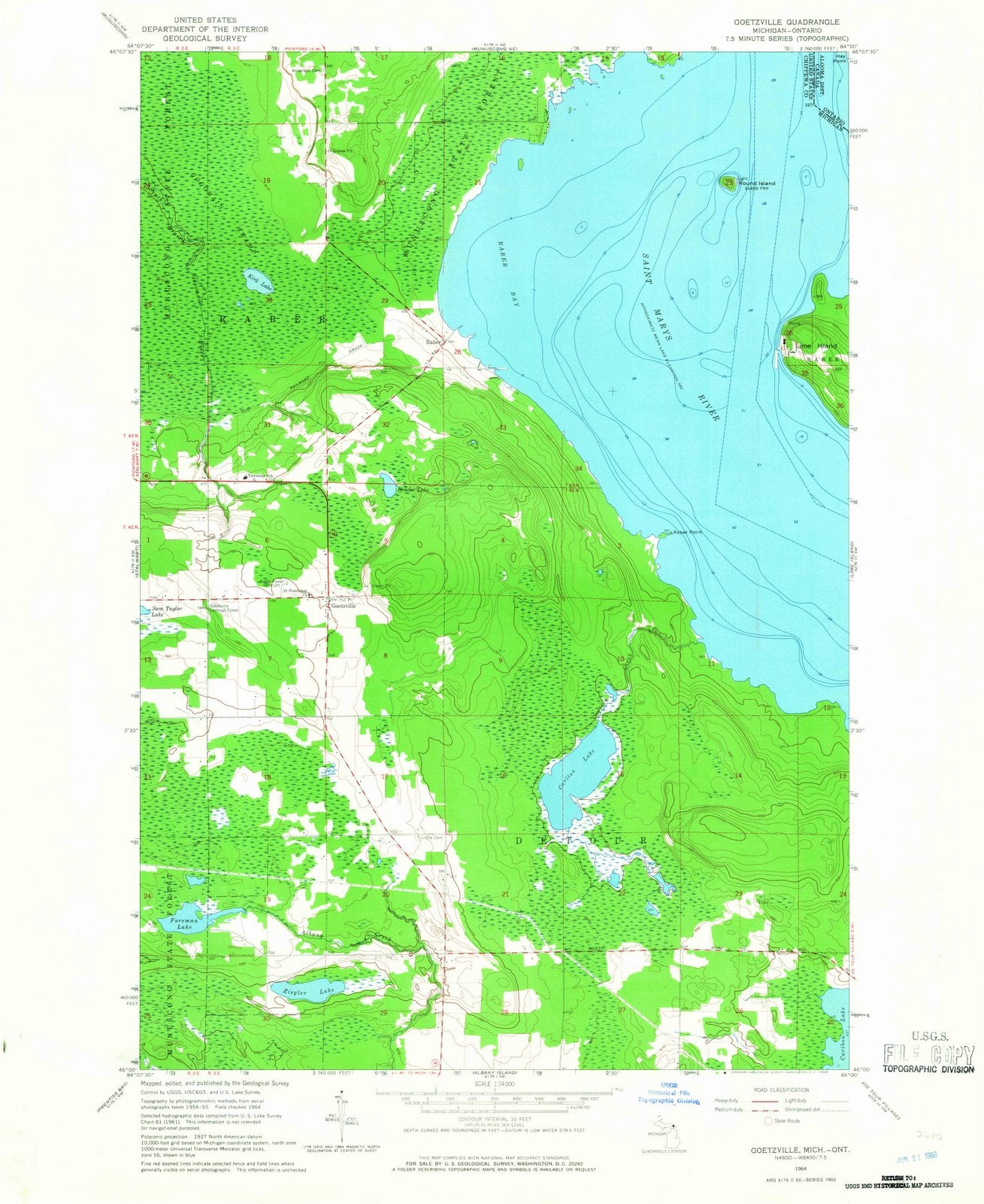 1964 Goetzville, MI - Michigan - USGS Topographic Map