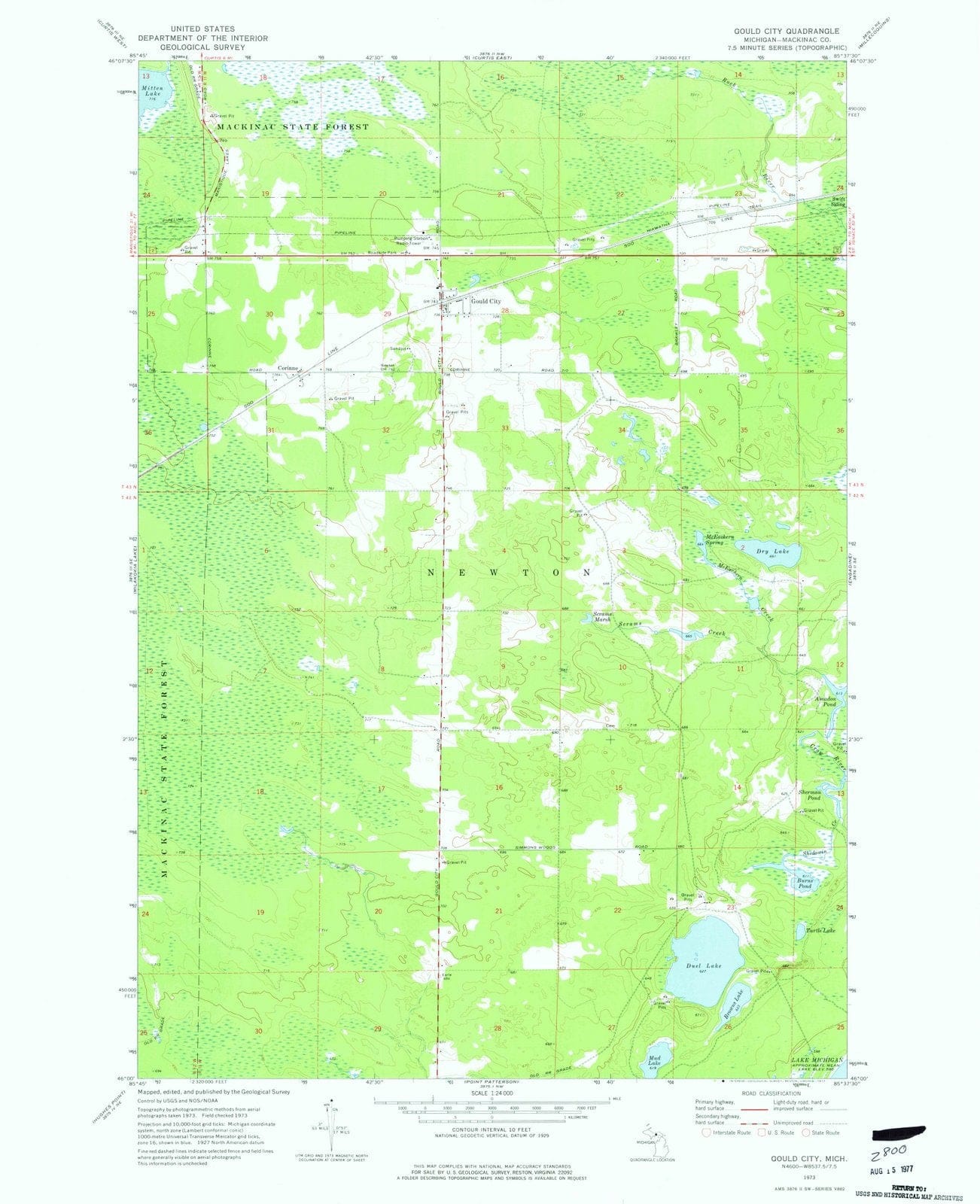 1973 Gould City, MI - Michigan - USGS Topographic Map