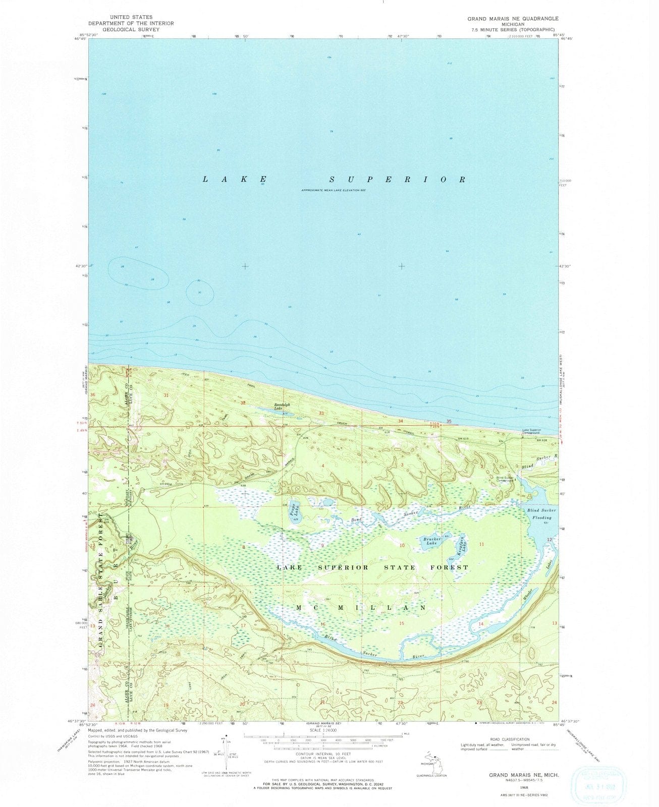 1968 Grand Marais, MI - Michigan - USGS Topographic Map