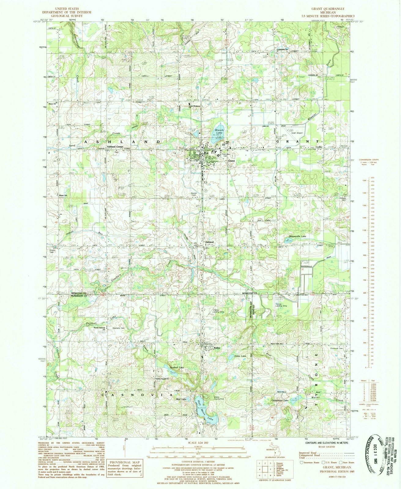 1985 Grant, MI - Michigan - USGS Topographic Map