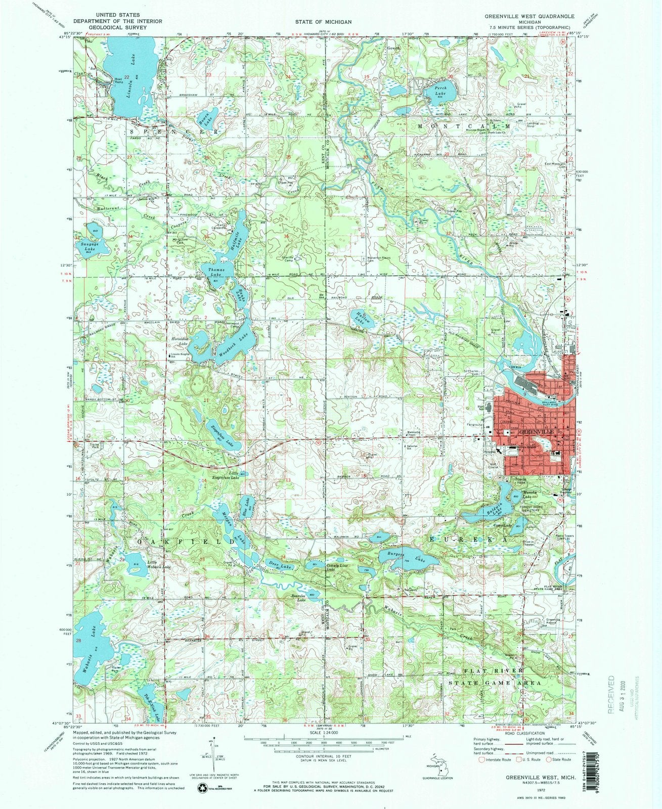 1972 Greenville West, MI - Michigan - USGS Topographic Map