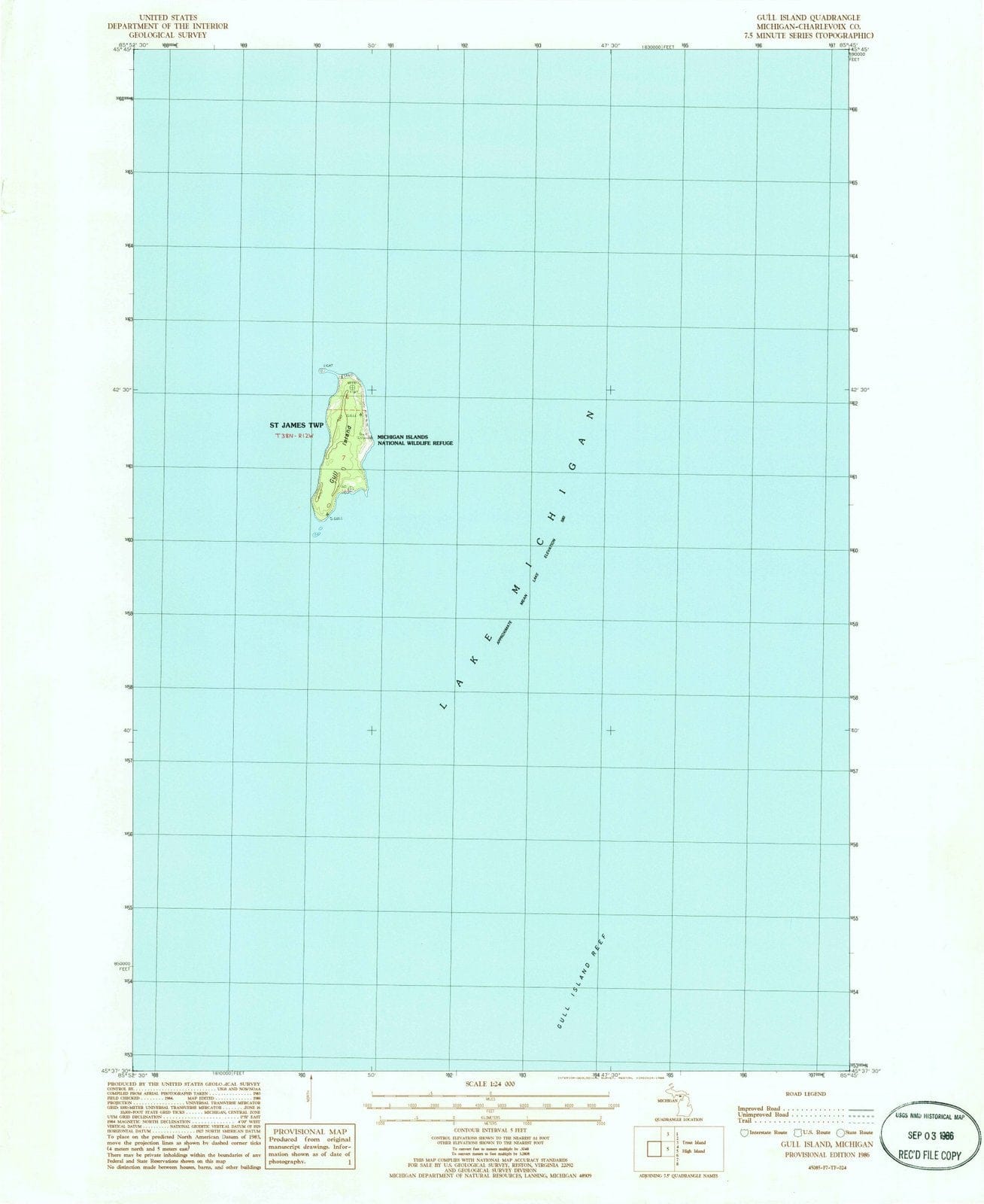 1986 Gull Island, MI - Michigan - USGS Topographic Map