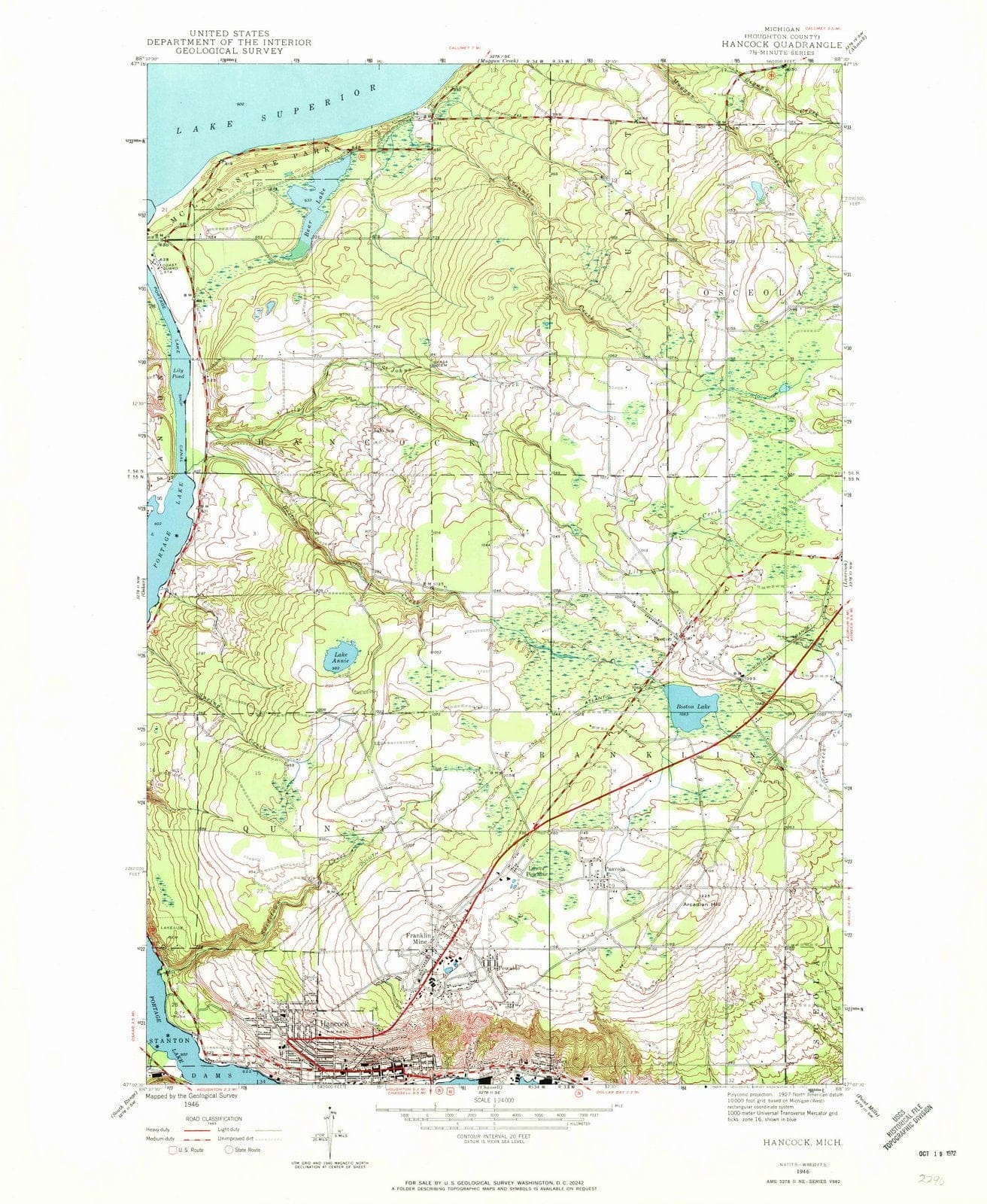 1946 Hancock, MI - Michigan - USGS Topographic Map