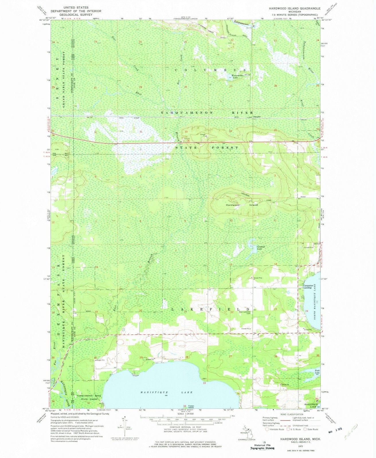 1972 Hardwood Island, MI - Michigan - USGS Topographic Map
