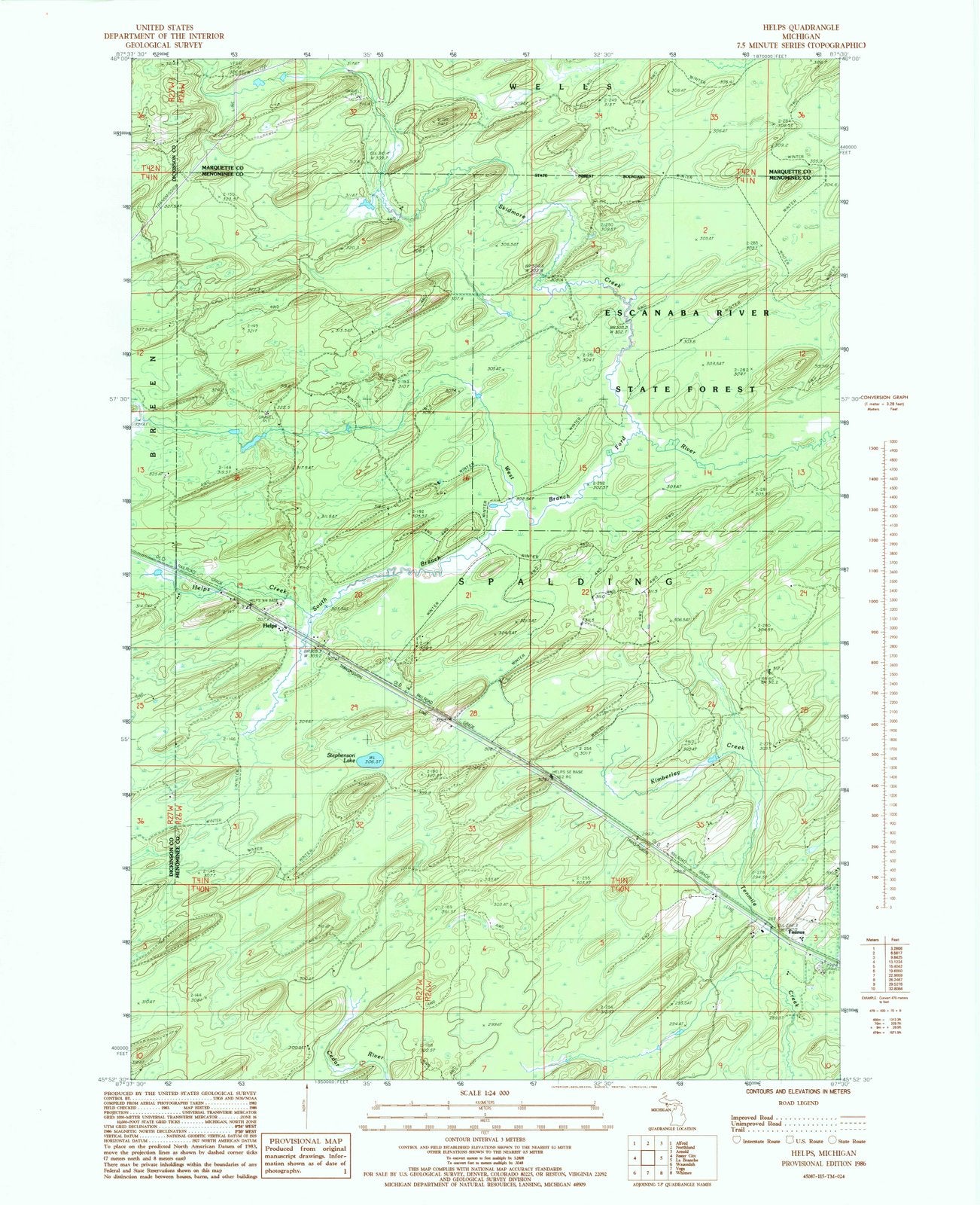 1986 Helena, MI - Michigan - USGS Topographic Map