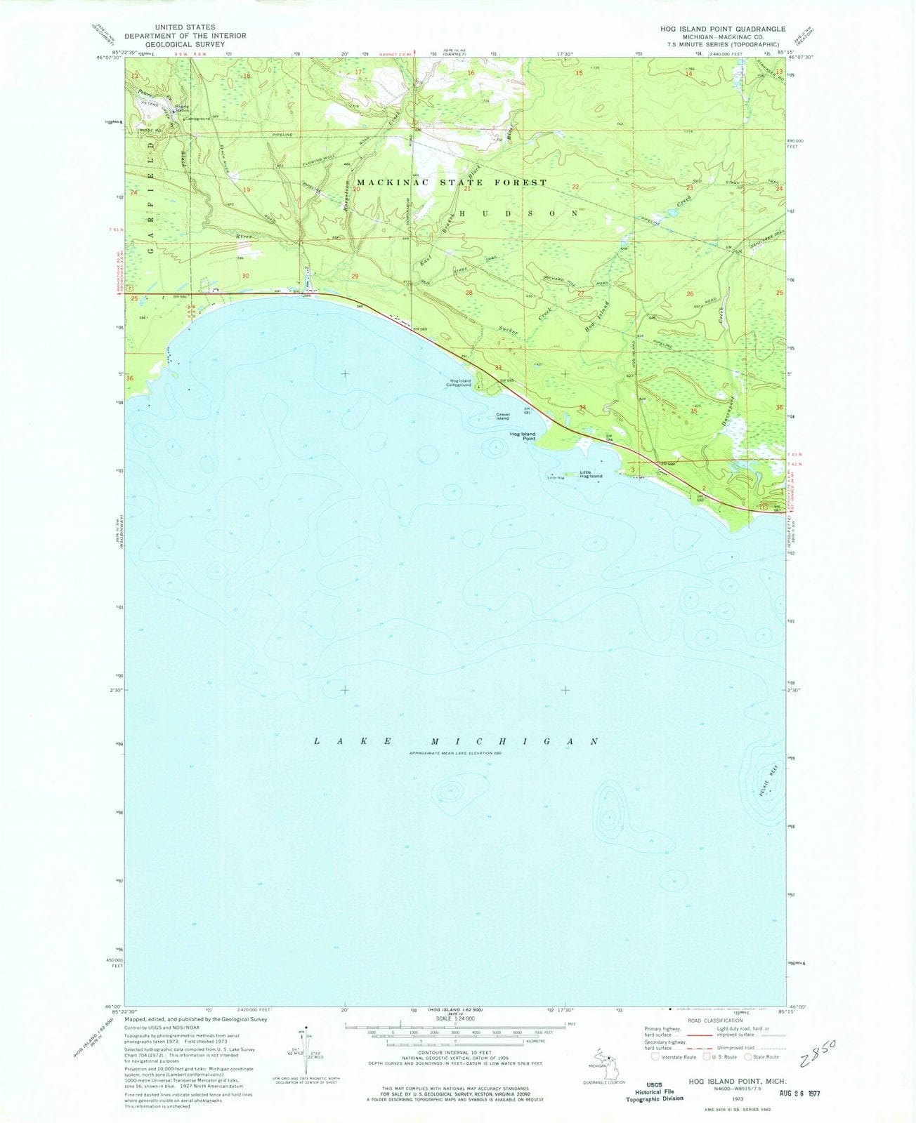 1973 Hog Island Point, MI - Michigan - USGS Topographic Map