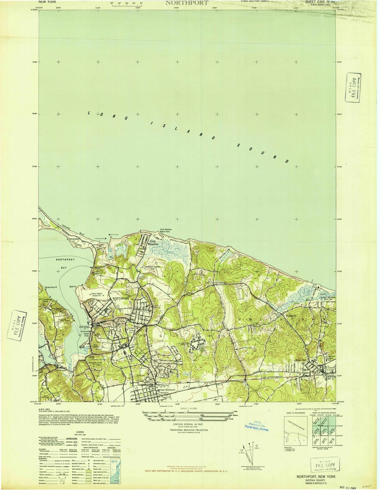 1947 Northport, NY - New York - USGS Topographic Map