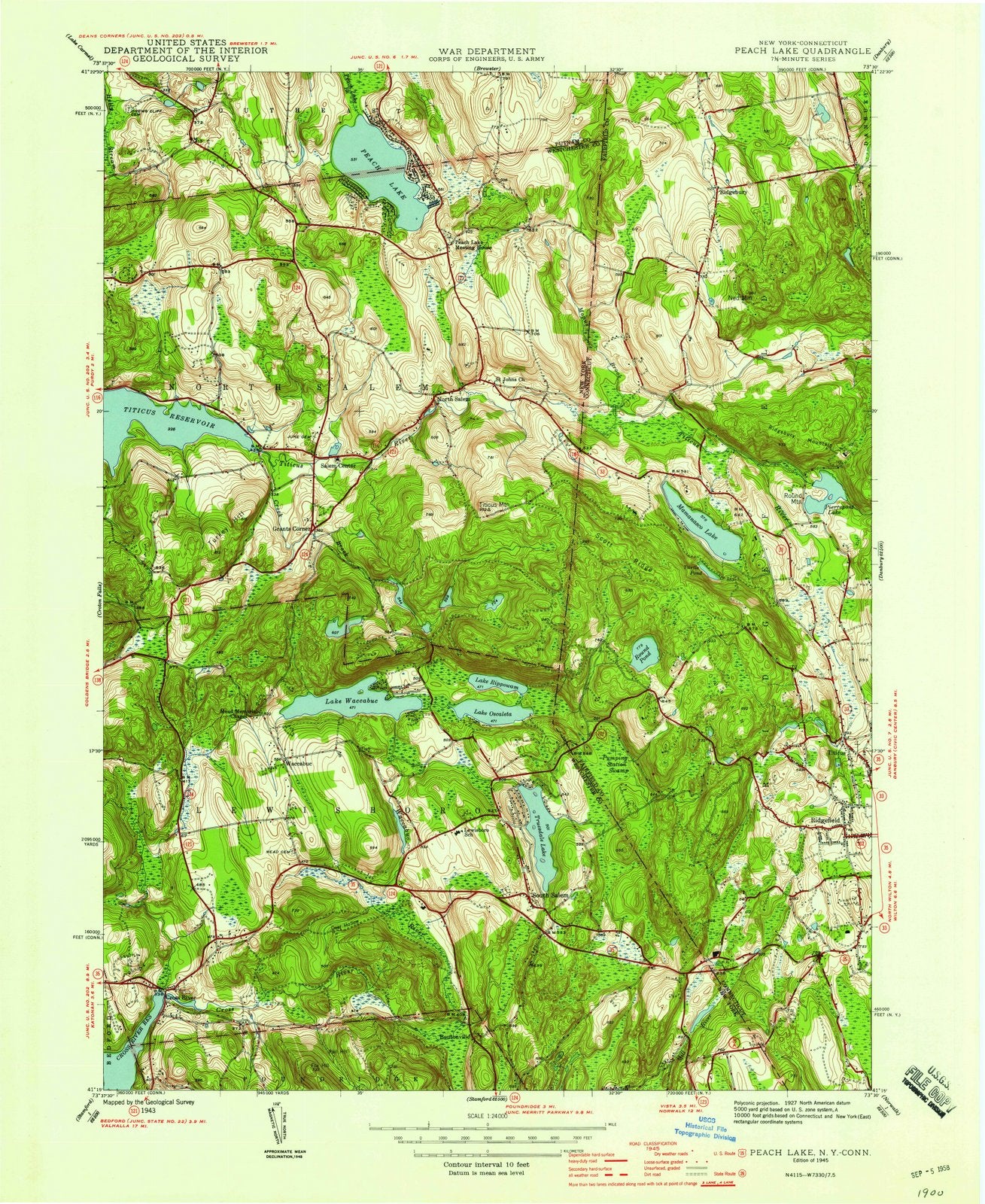1945 Peach Lake, NY - New York - USGS Topographic Map