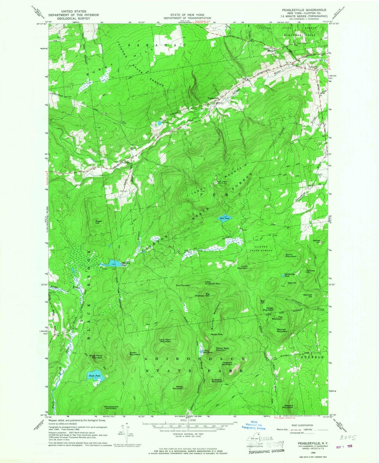 1966 Peasleeville, NY - New York - USGS Topographic Map